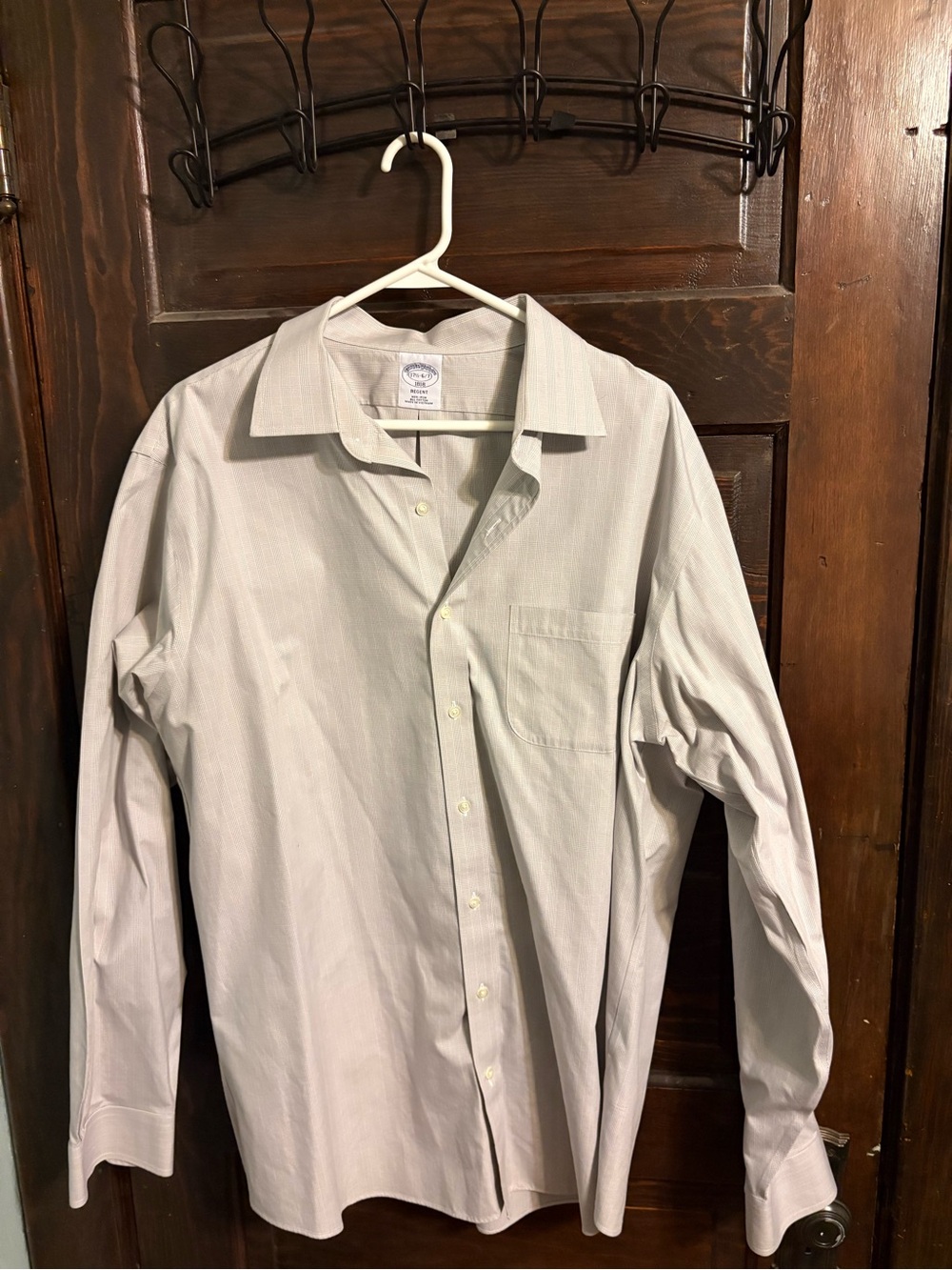 Brooks Brothers Men's Light Gray Pinstripe Dress Shirt